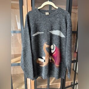 Vintage Alpaca sweater crewneck charcoal peruvian connection llama oversized